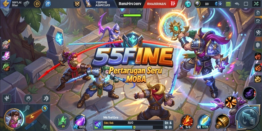 Tampilan pertarungan seru dalam gameplay 55FIVE.