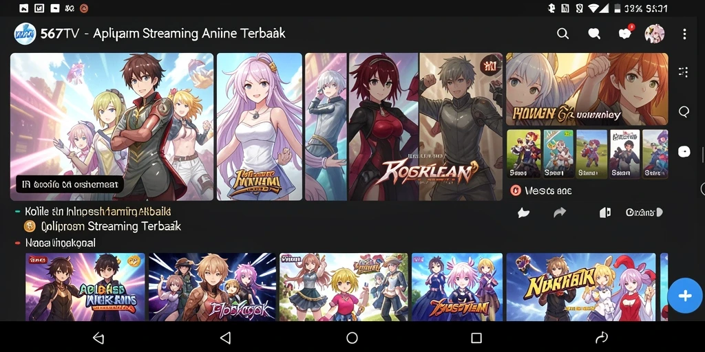 Tampilan screenshot dari gameplay 567TV dengan berbagai pilihan anime.