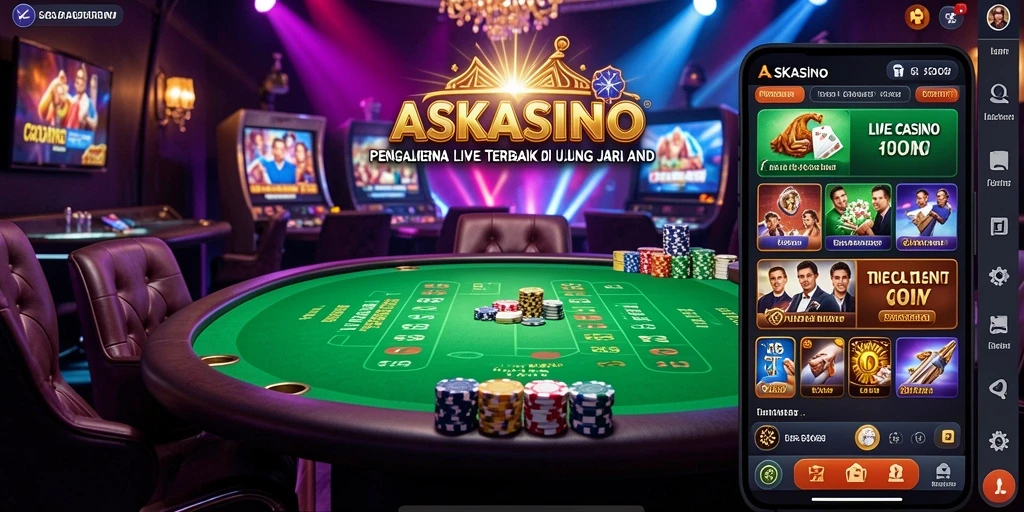 Screenshot gameplay <strong>ASKASINO</strong> menampilkan dealer langsung dan permainan seru.