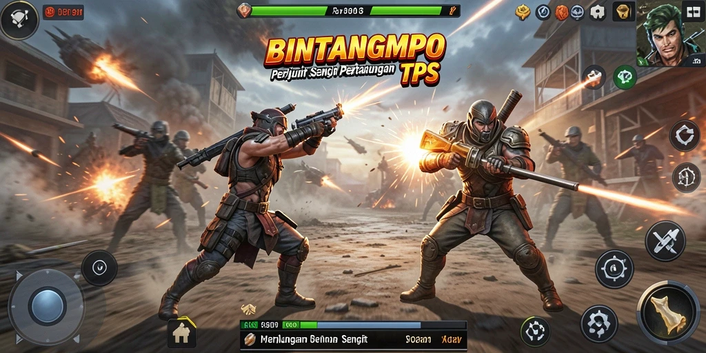 Tampilan gameplay mendebarkan BINTANGMPO di medan tempur.