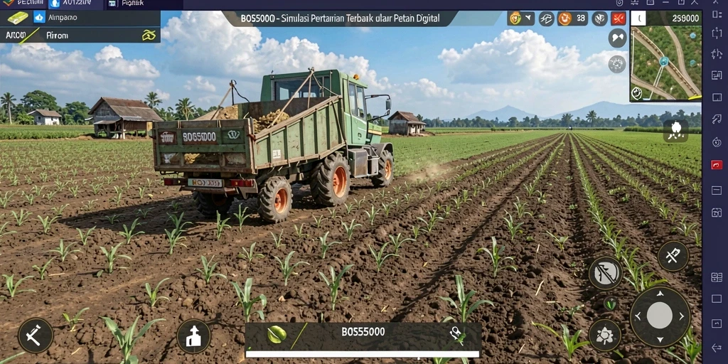 Screenshot menunjukkan gameplay menarik dalam bertani di BOS5000.