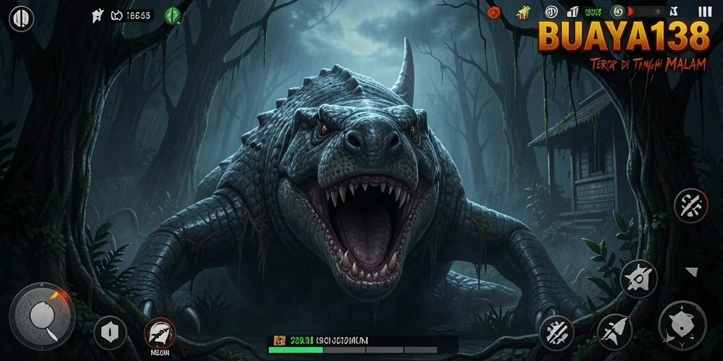 Screenshot BUAYA138 menampilkan suasana mencekam saat menjelajahi kegelapan.
