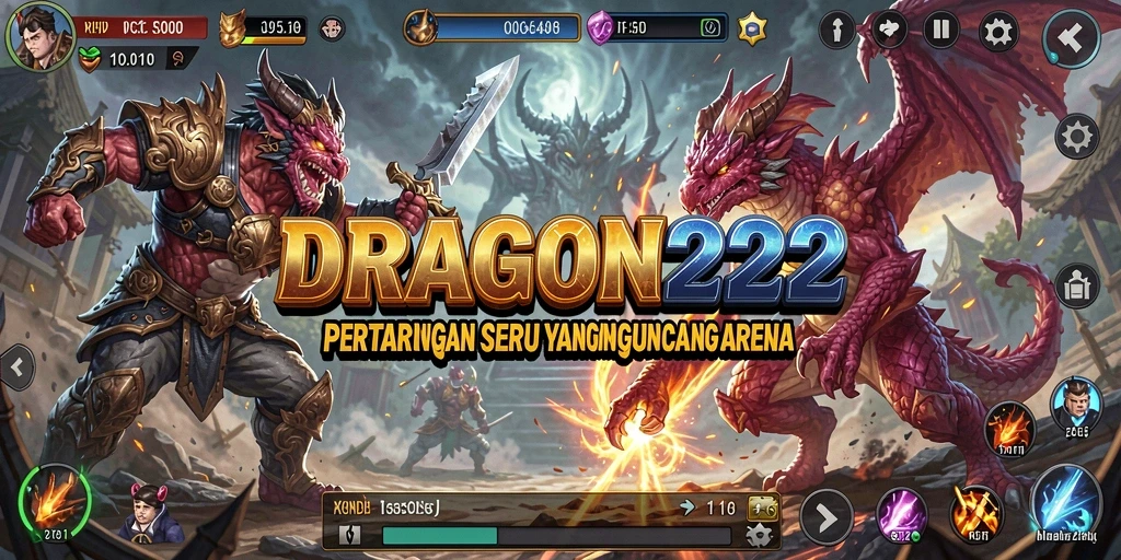 Tampilan screenshot DRAGON222 menunjukkan karakter bertarung di arena yang penuh aksi.