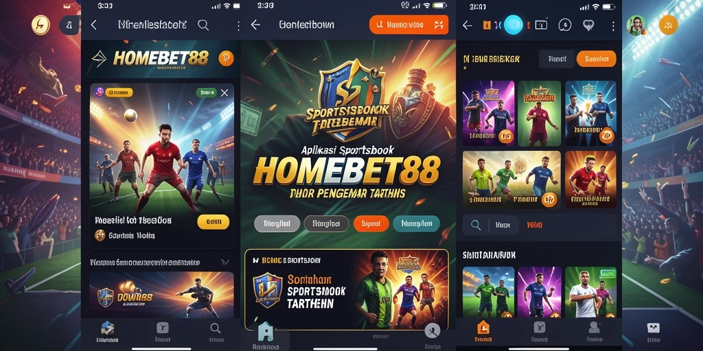 Tampilan aplikasi HOMEBET88 dengan berbagai pilihan taruhan olahraga.