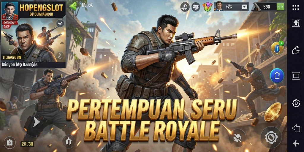Tampilan seru dari gameplay HOPENGSLOT yang penuh aksi Battle Royale.