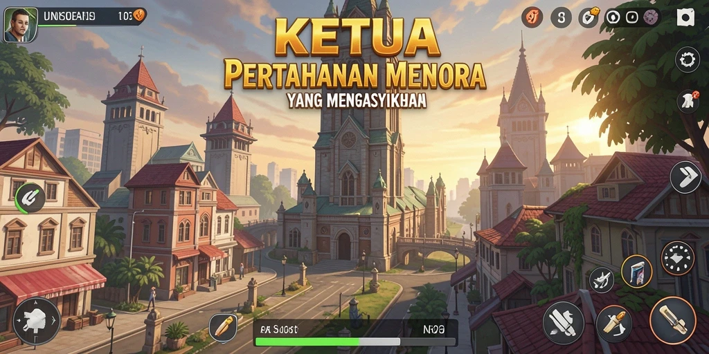 Tangkapan layar KETUA menampilkan pertarungan epik dalam mode Tower Defense.