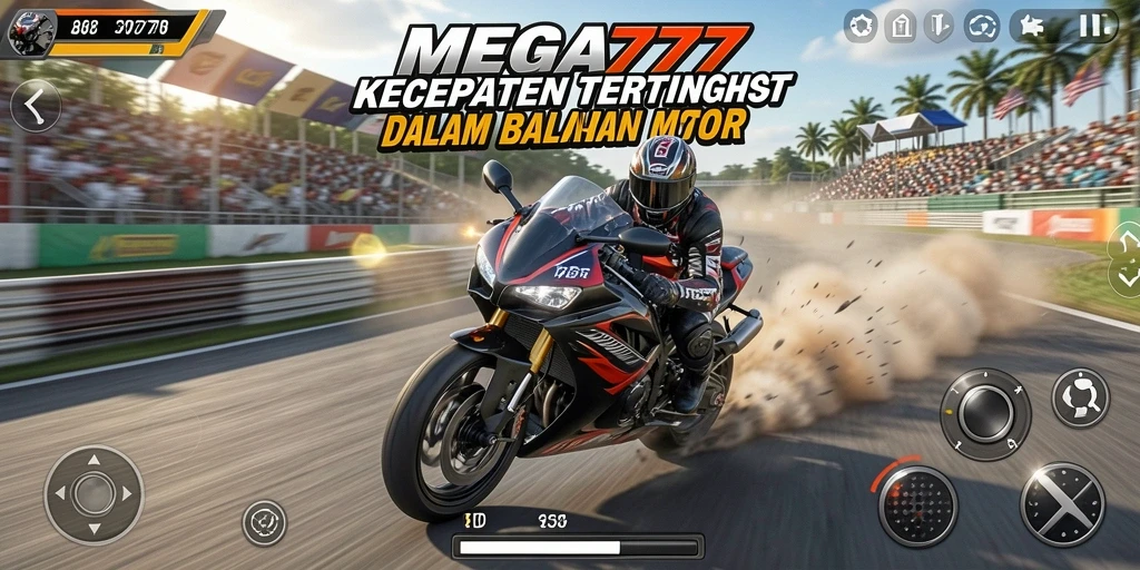 Tampilan balapan mendebarkan di MEGA777 dengan motor bertenaga.