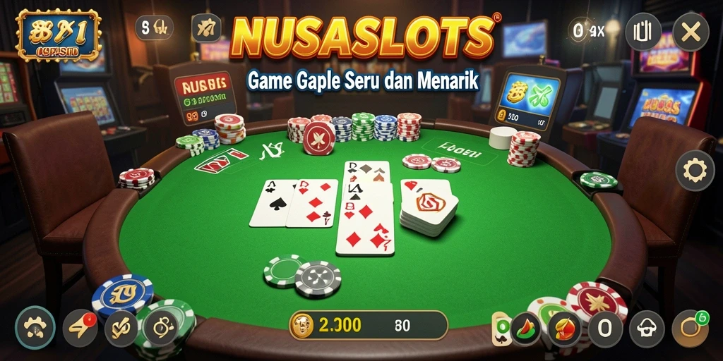 Screenshot <strong>NUSASLOTS</strong> menampilkan gameplay seru Gaple di layar.