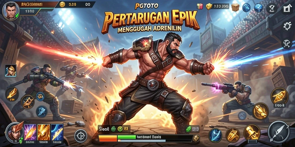 Tampilan gameplay PGTOTO yang mendebarkan dan penuh aksi pertarungan.