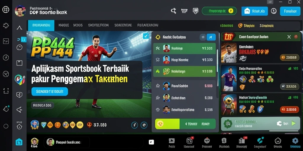 Tampilan antarmuka aplikasi PP444 dalam gameplay Sportsbook.