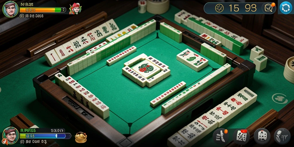 Screenshot RP55 menampilkan gameplay Mahjong yang menarik dan interaktif.