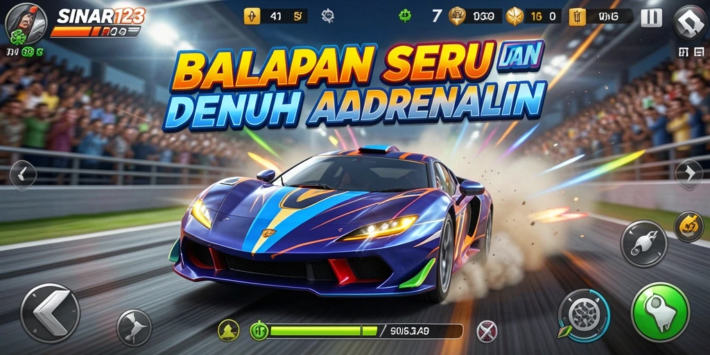Tampilan gameplay SINAR123 dengan aksi balap yang mendebarkan.