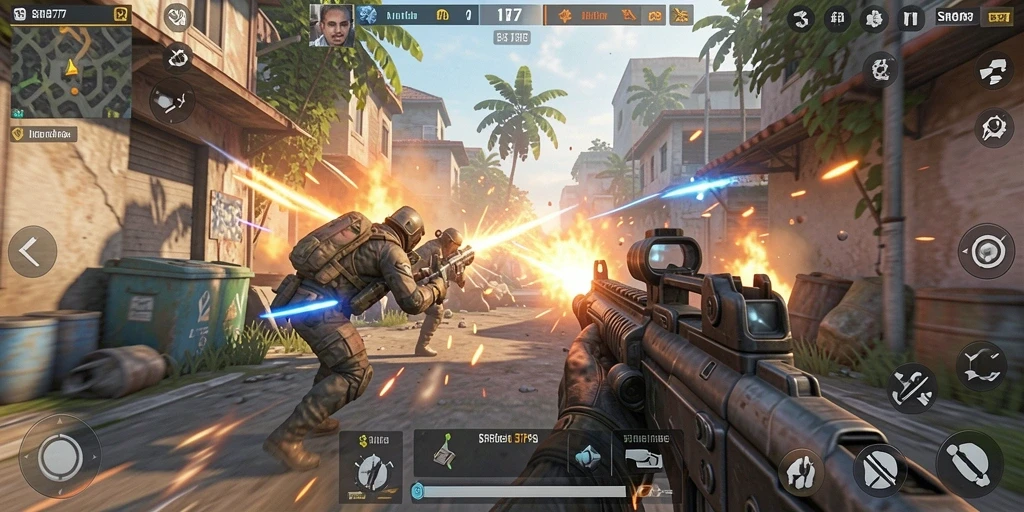 Gameplay seru SR877 dengan aksi tembak-menembak yang mendebarkan.