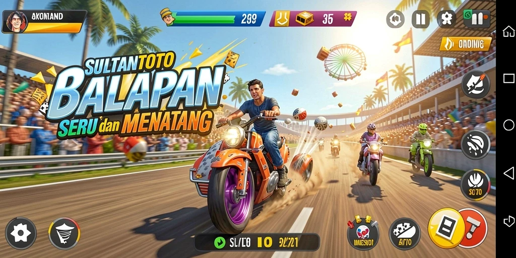Tangkapan layar dari gameplay balap di SULTANTOTO yang mendebarkan.