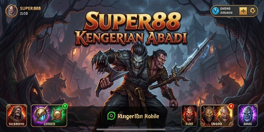 Screenshot dari gameplay SUPER88 menampilkan suasana rumah angker yang mencekam.